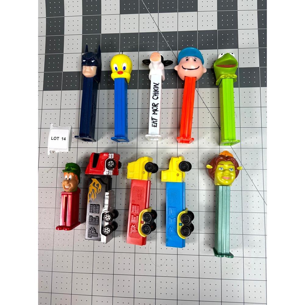 Vintage PEZ Dispensers Lot of 10 Batman Kermit Charlie Brown Chick-fil-A Trucks